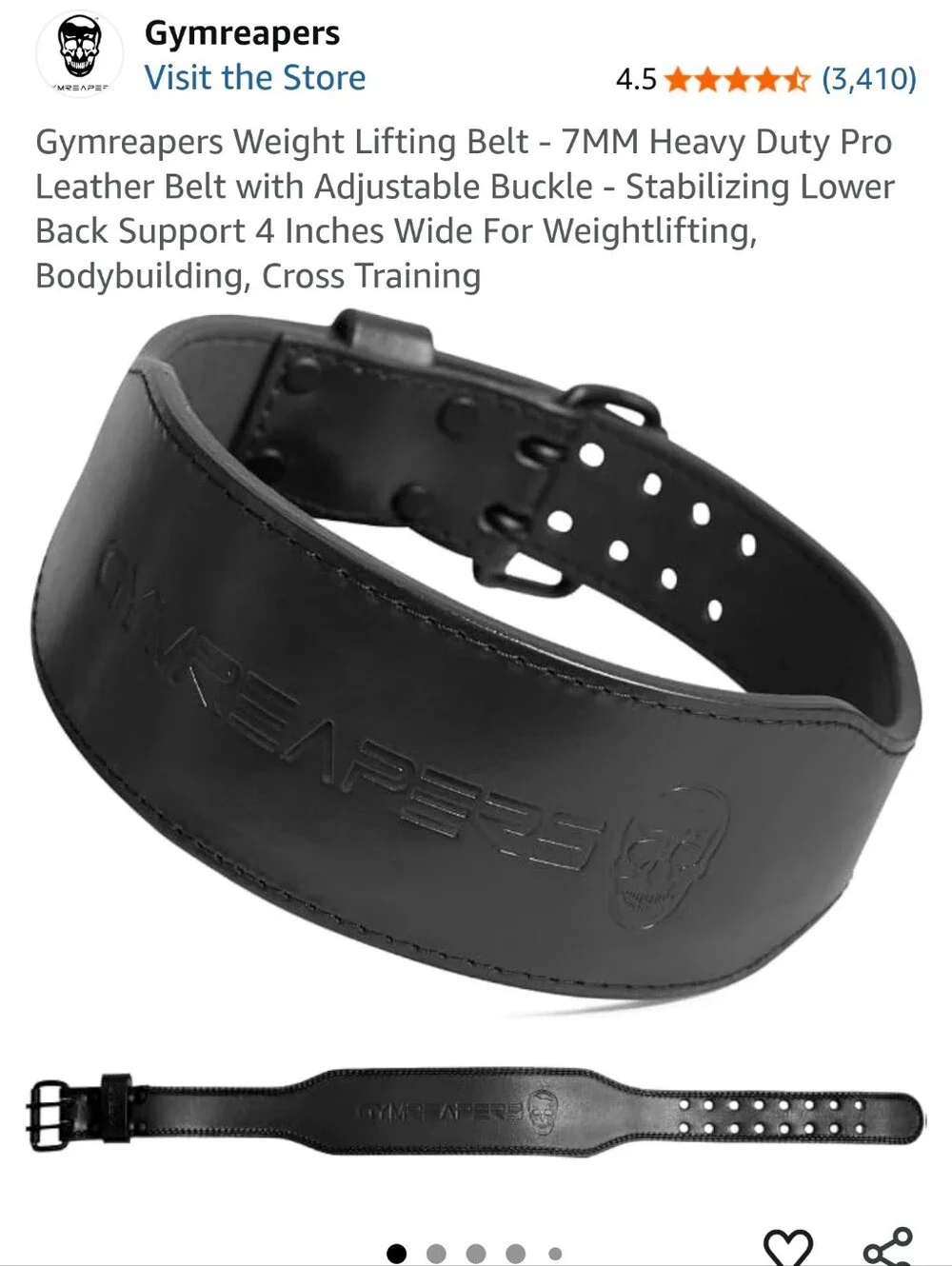 Gym Reaper Black Leather Weightlifting Belt - XL CrossFit Workout Power Lifting